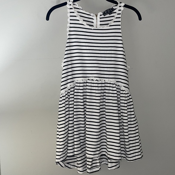 NWOT • POL BLACK & WHITE STRIPE BABYDOLL HEM TOP - Picture 2 of 6